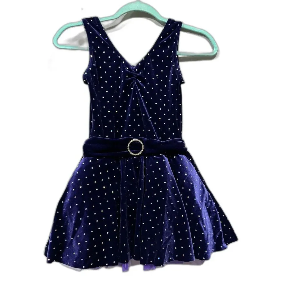 A Wish Come True Hollywood Dance Costume Dress Sparkle Velvet Girls Large 6047